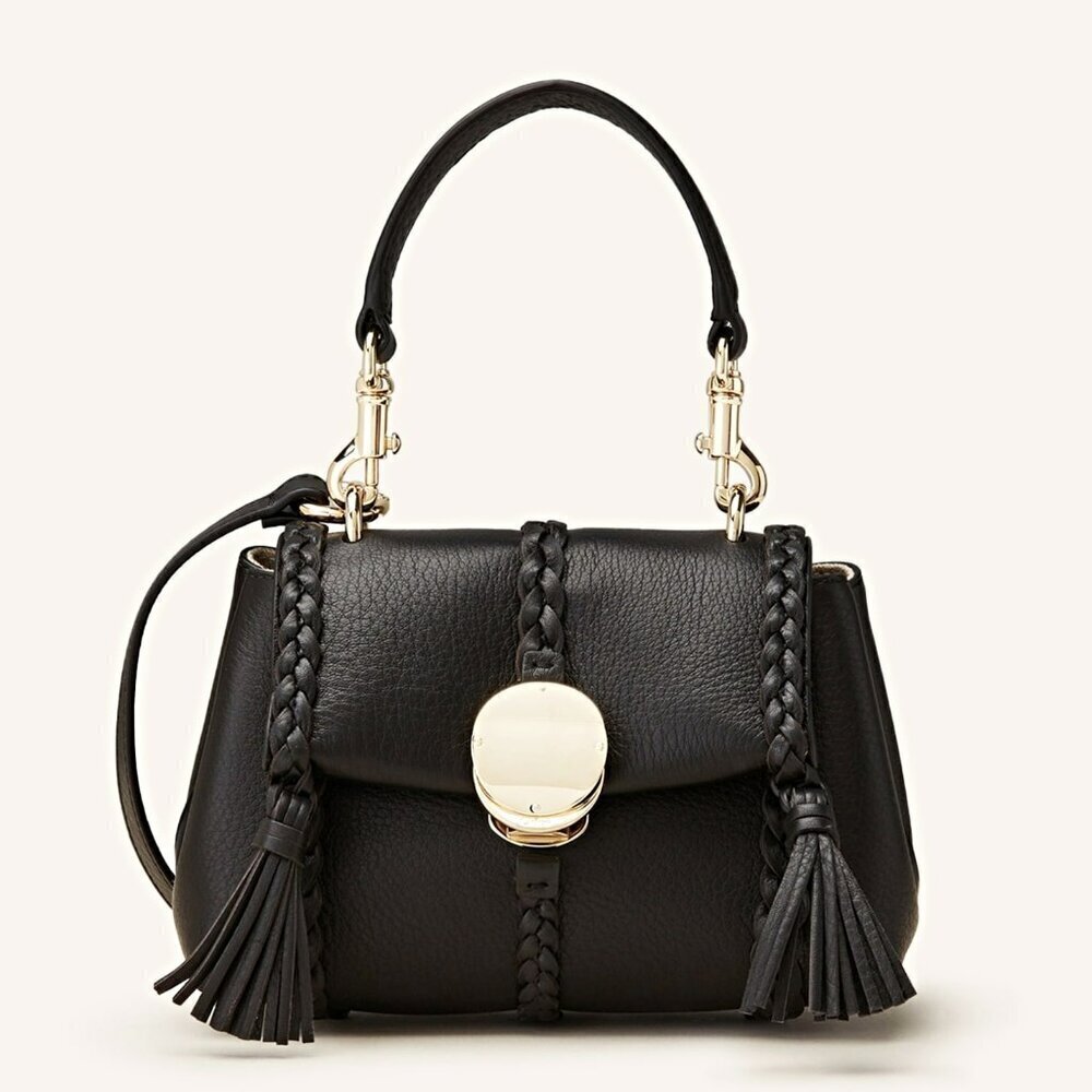 Chloe Penelope Women's Braid Detail Mini Shoulder Bag in Black (MSRP $2,090)